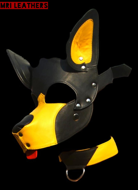 Leather Dog Mask Leather Dog Mask Dog Hood Pet Play Hood Puppy Mask - MRI Leathers