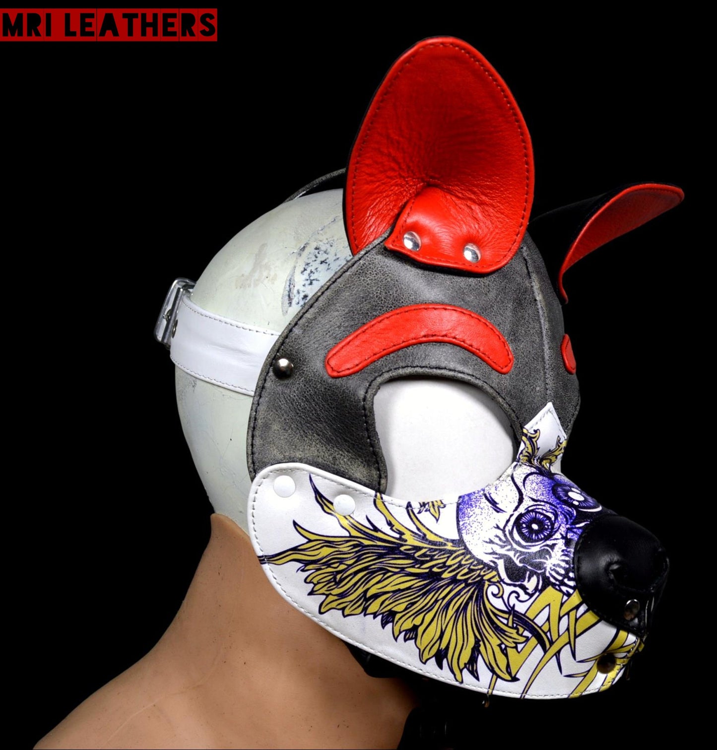 Leather Dog Mask Leather Dog Mask Dog Hood Pet Play Hood Puppy Mask - MRI Leathers