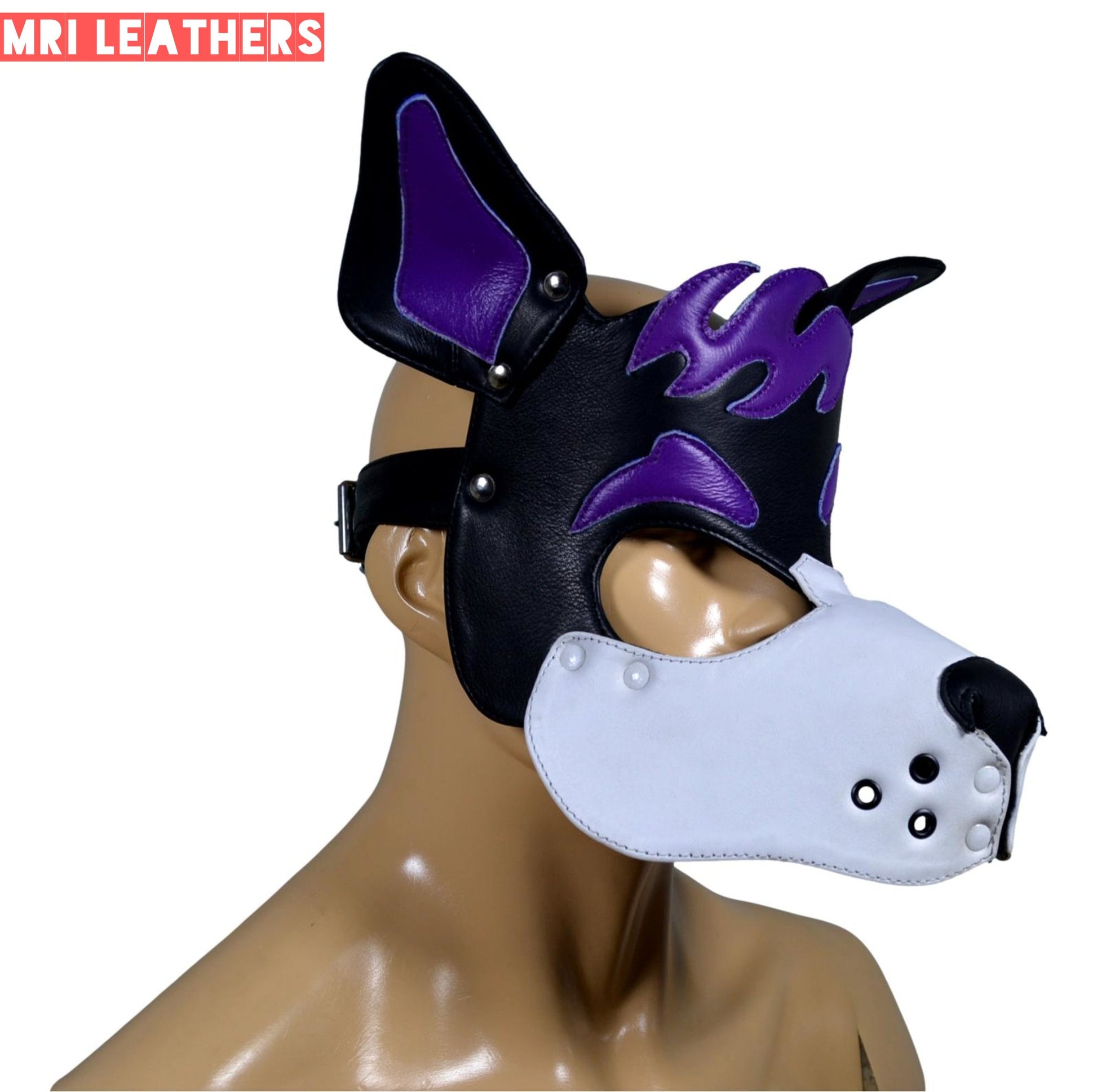 Leather Dog Mask Leather Dog Mask Dog Hood Pet Play Hood Puppy Mask - MRI Leathers