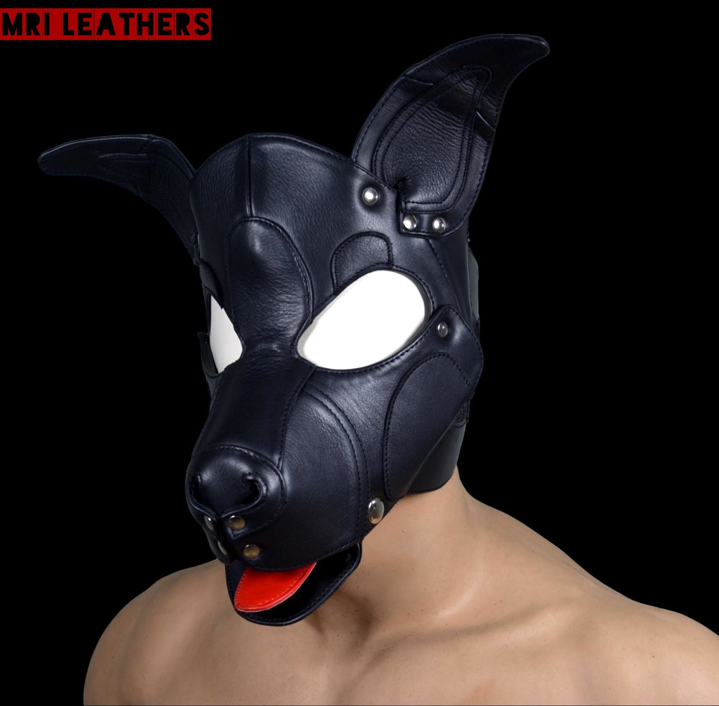 Leather Dog Mask Leather Dog Mask Dog Hood Pet Play Hood Puppy Mask - MRI Leathers