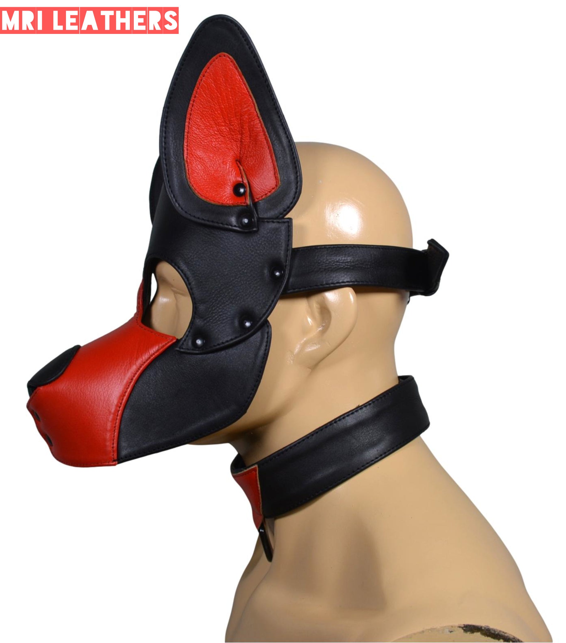 Leather Dog Mask Leather Dog Mask Dog Hood Pet Play Hood Puppy Mask - MRI Leathers