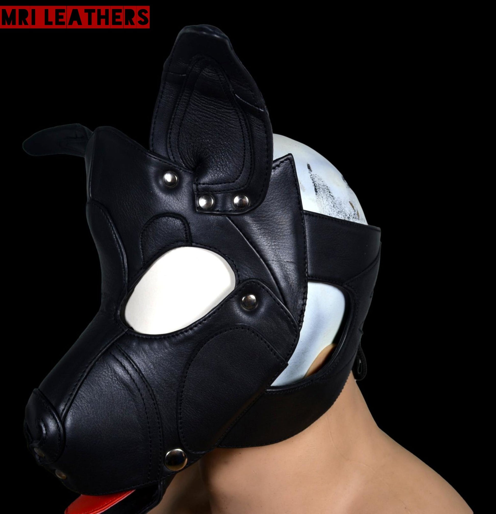 Leather Dog Mask Leather Dog Mask Dog Hood Pet Play Hood Puppy Mask - MRI Leathers