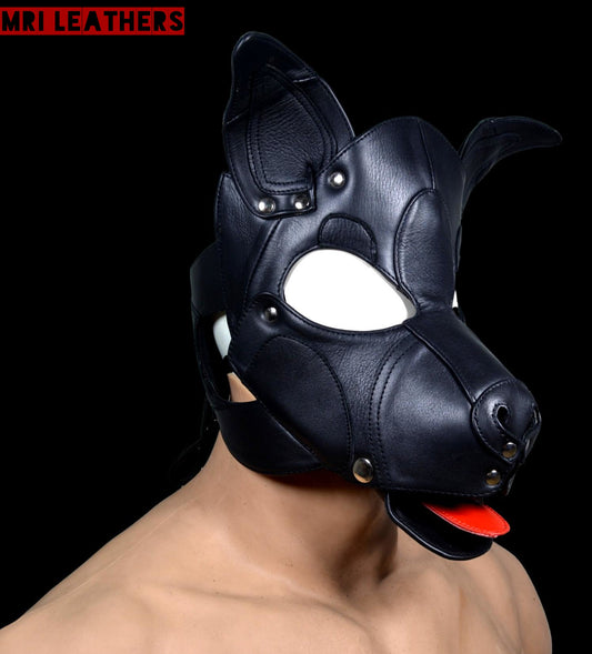 Leather Dog Mask Leather Dog Mask Dog Hood Pet Play Hood Puppy Mask - MRI Leathers