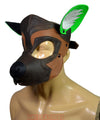 Leather Dog Mask Leather Dog Mask Dog Hood Pet Play Hood Puppy Mask Brown White - MRI Leathers