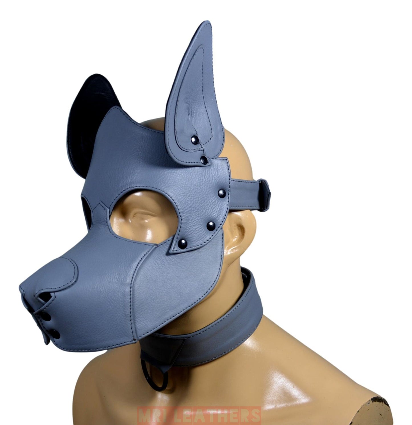 Leather Dog Mask Leather Pup Mask Dog Hood Pet Play Hood - MRI Leathers