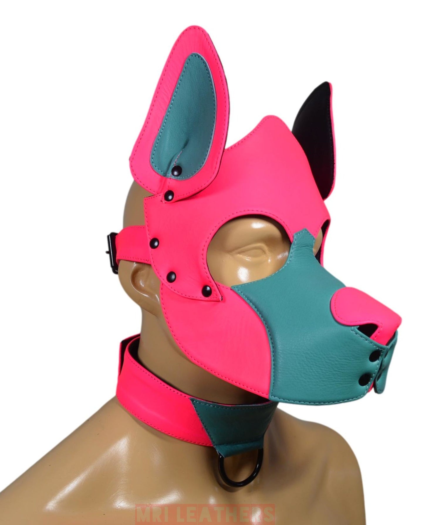 Leather Dog Mask Leather Pup Mask Dog Hood Pet Play Hood - MRI Leathers