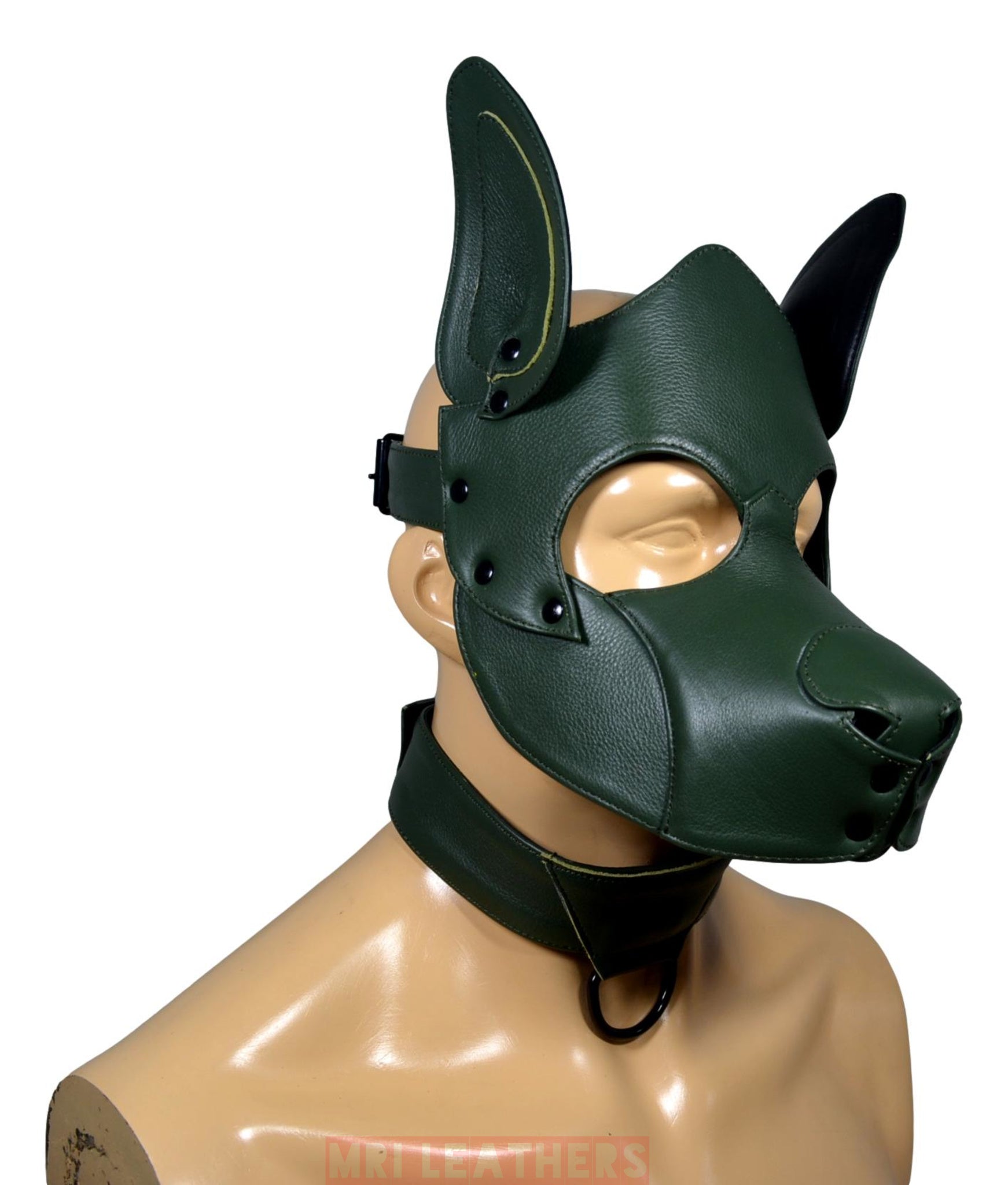 Leather Dog Mask Leather Pup Mask Dog Hood Pet Play Hood - MRI Leathers