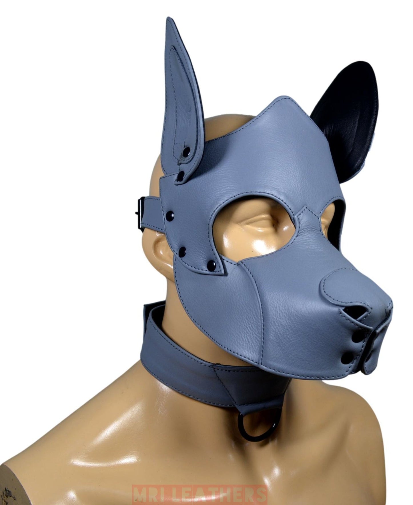 Leather Dog Mask Leather Pup Mask Dog Hood Pet Play Hood - MRI Leathers