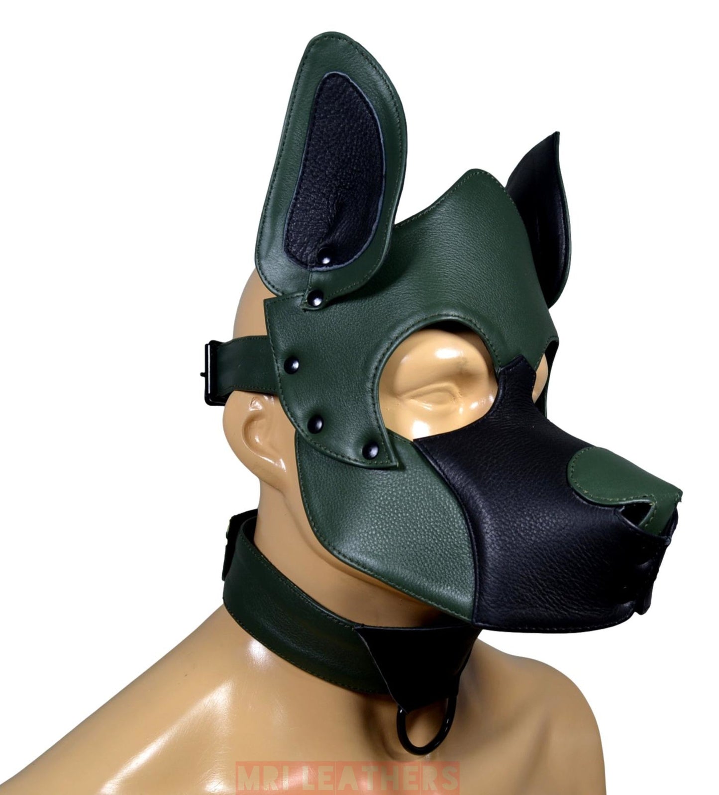 Leather Dog Mask Leather Pup Mask Dog Hood Pet Play Hood - MRI Leathers