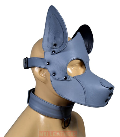 Leather Dog Mask Leather Pup Mask Dog Hood Pet Play Hood - MRI Leathers