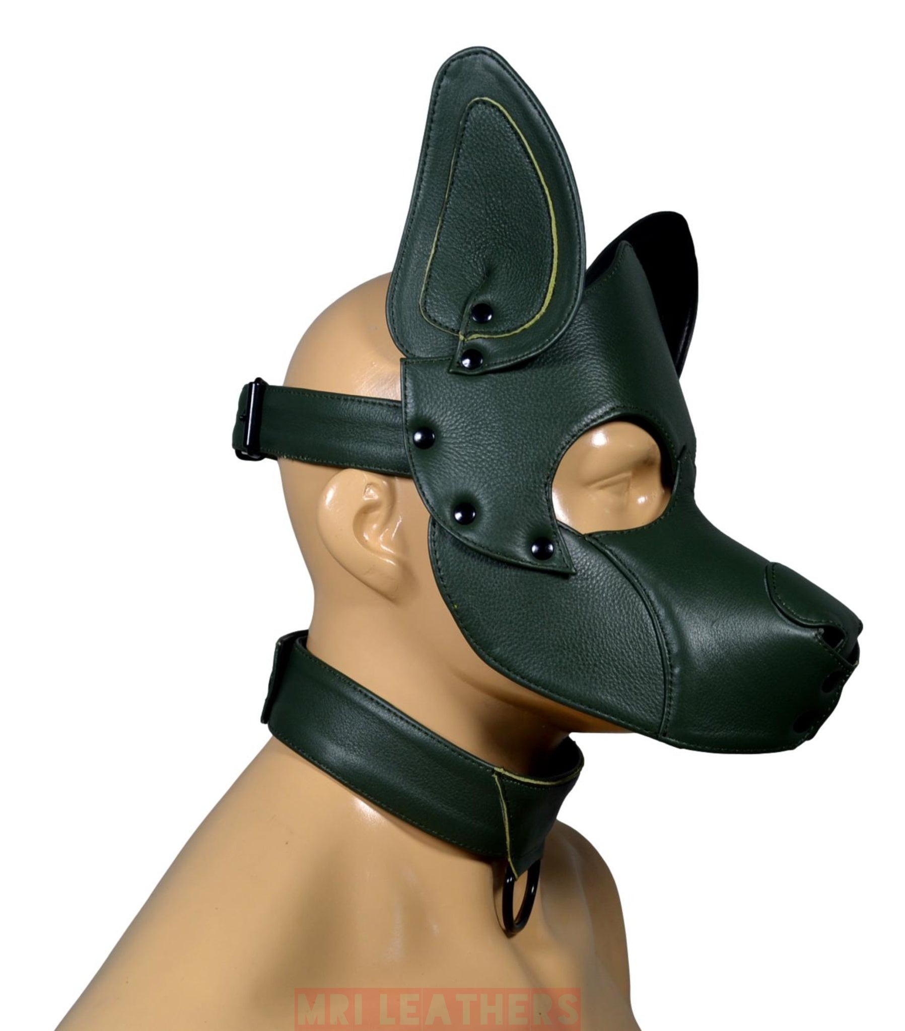 Leather Dog Mask Leather Pup Mask Dog Hood Pet Play Hood - MRI Leathers