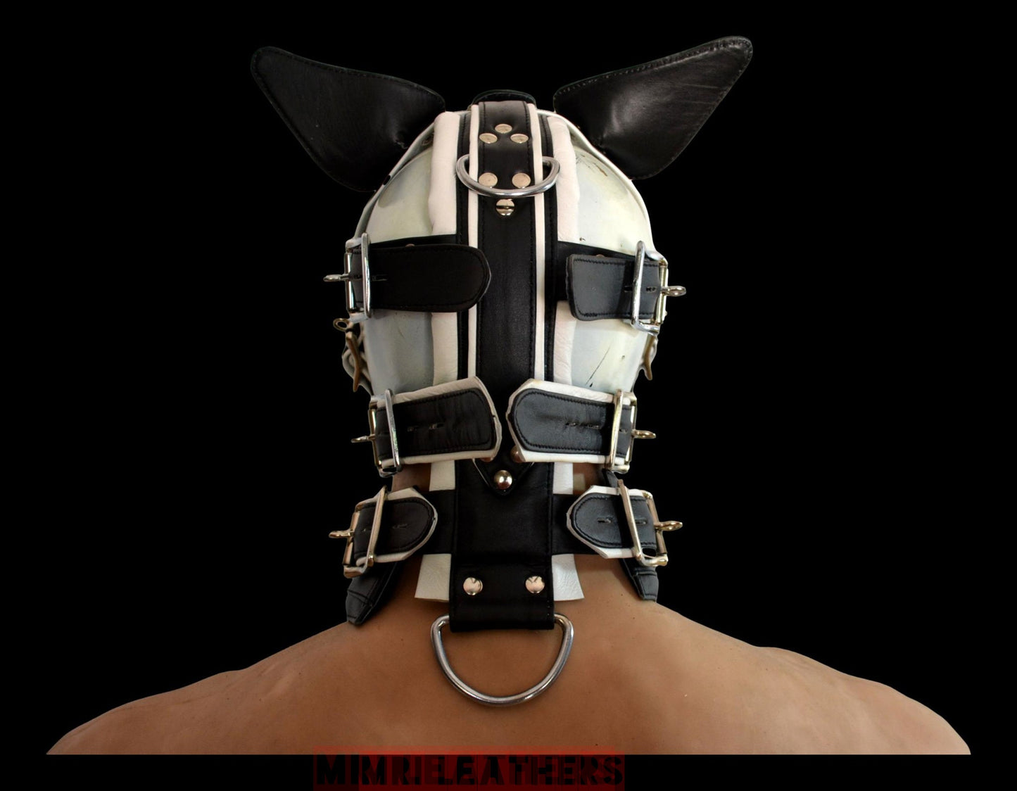 Leather Gear Face Hood Fetish Bondage Muzzle Gag dildo rings buckles - MRI Leathers