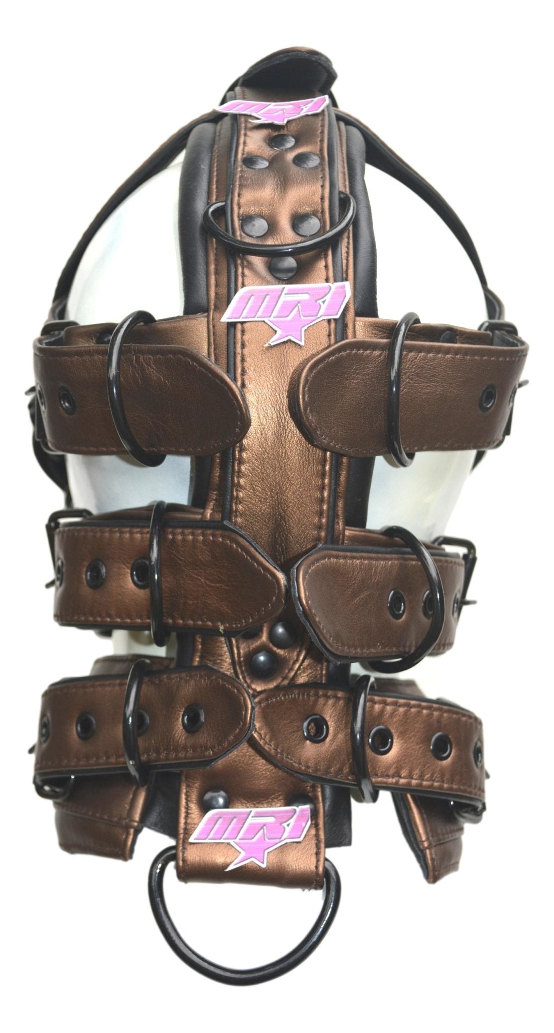 Leather Gear Face Hood Fetish Slave Extreme Bondage Muzzle Gag with D-rings - MRI Leathers