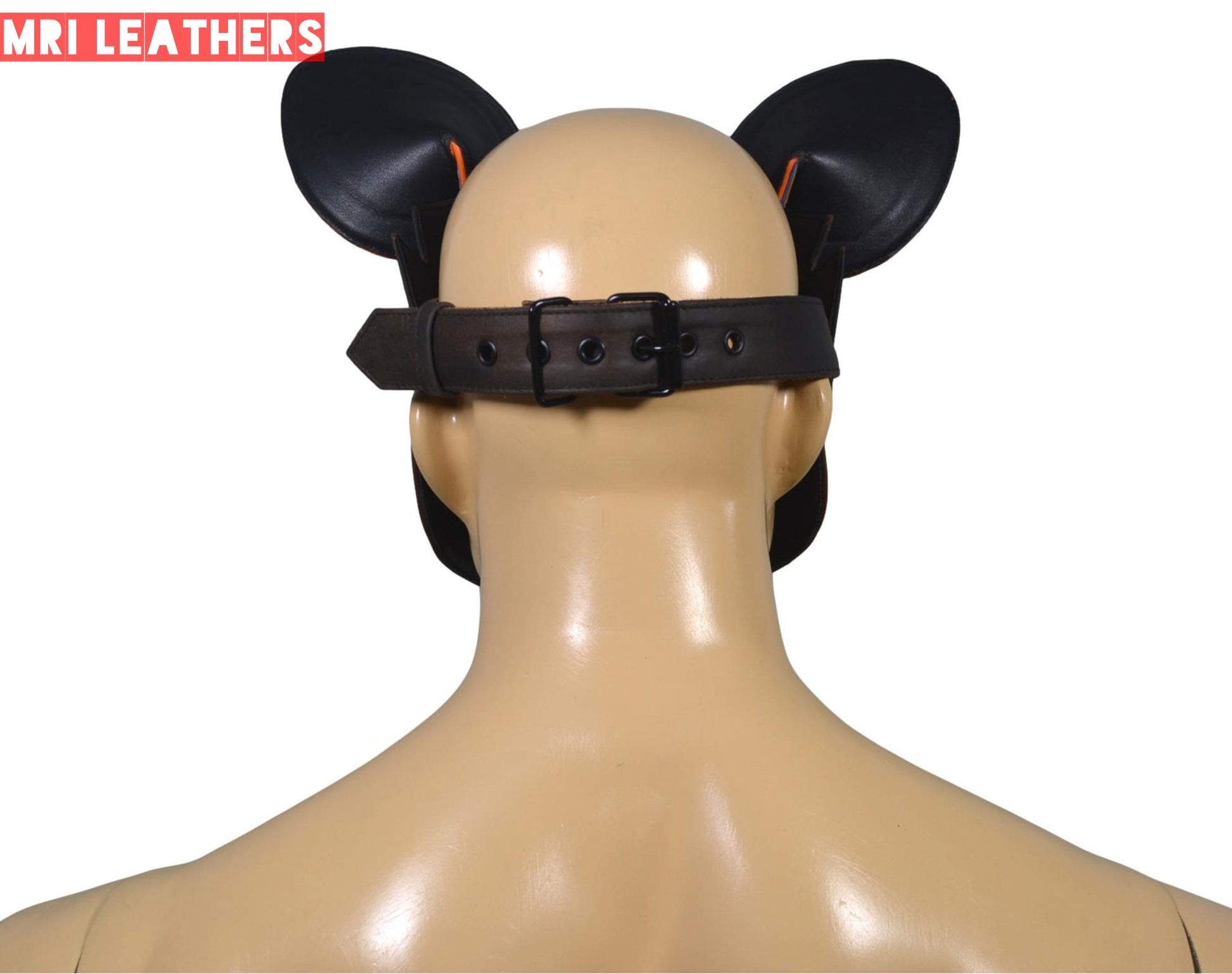 Leather Hyena Mask Leather Dog Mask Dog Hood Pet Play Hood Puppy Mask - MRI Leathers