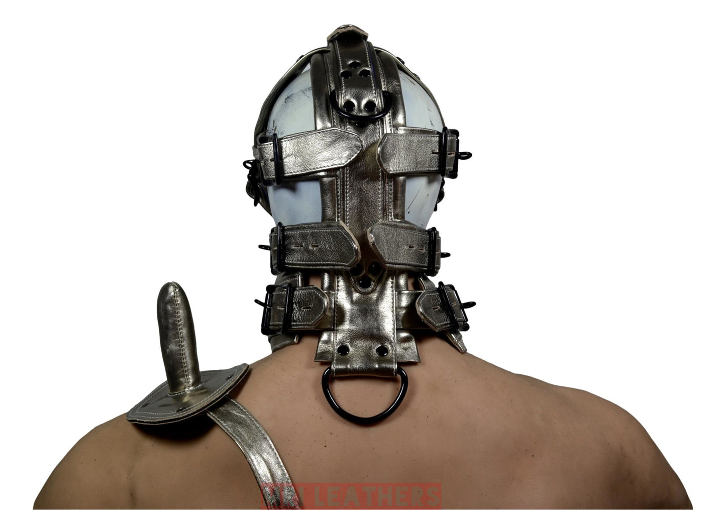 Leather Mask leather Dog Mask Hood Pet play Head Harness muzzle - MRI Leathers