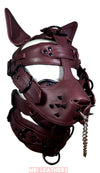 Leather Mask leather Dog Mask Hood Pet play Head Harness muzzle Gag - MRI Leathers