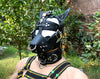 Leather mask,Locking buckles,dog hood, pet play hood, puppy mask head harness muzzle - MRI Leathers