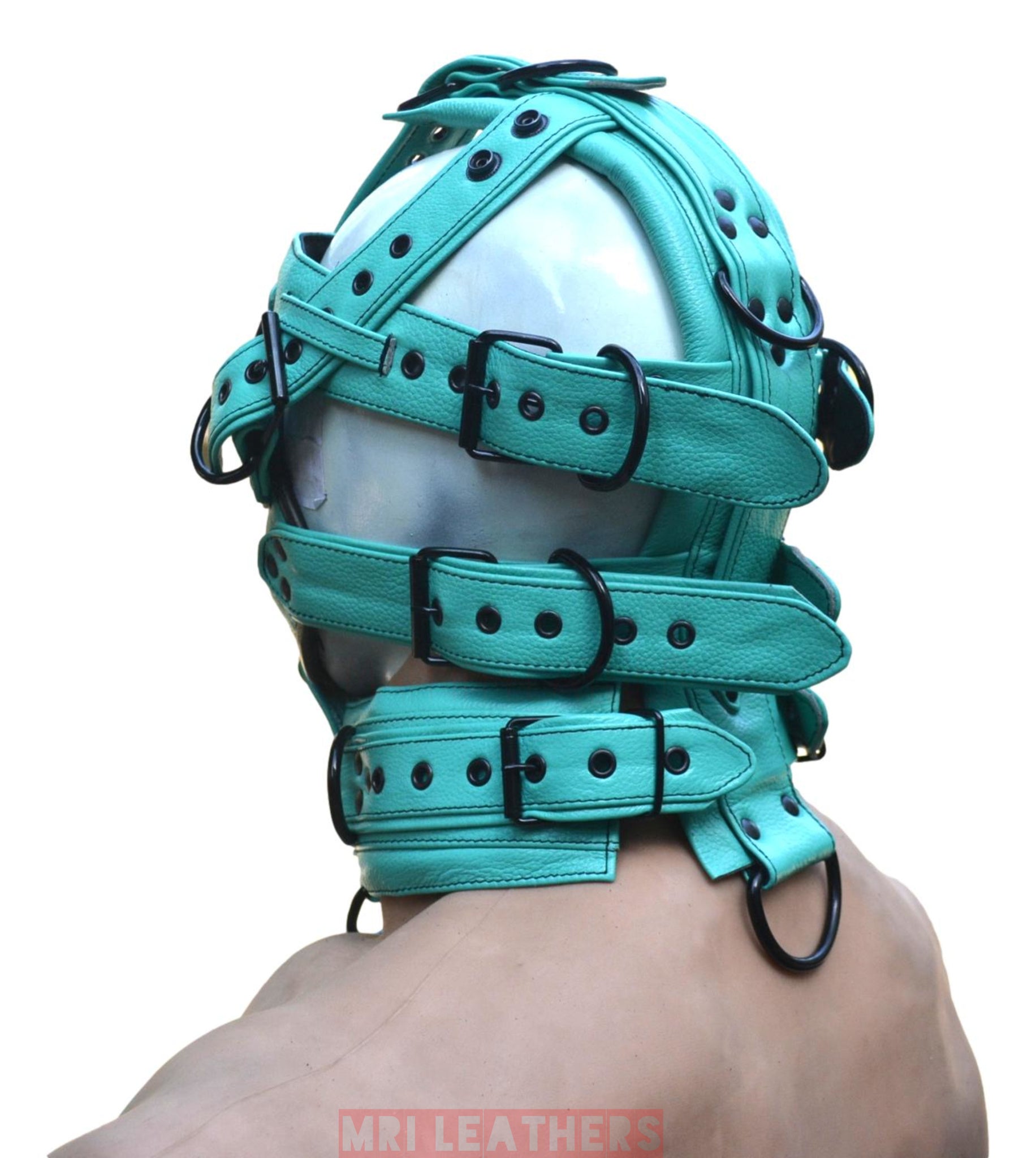 Leather Padded Head Harness Muzzle basic Fetish BDSM Slave Mature gag - MRI Leathers
