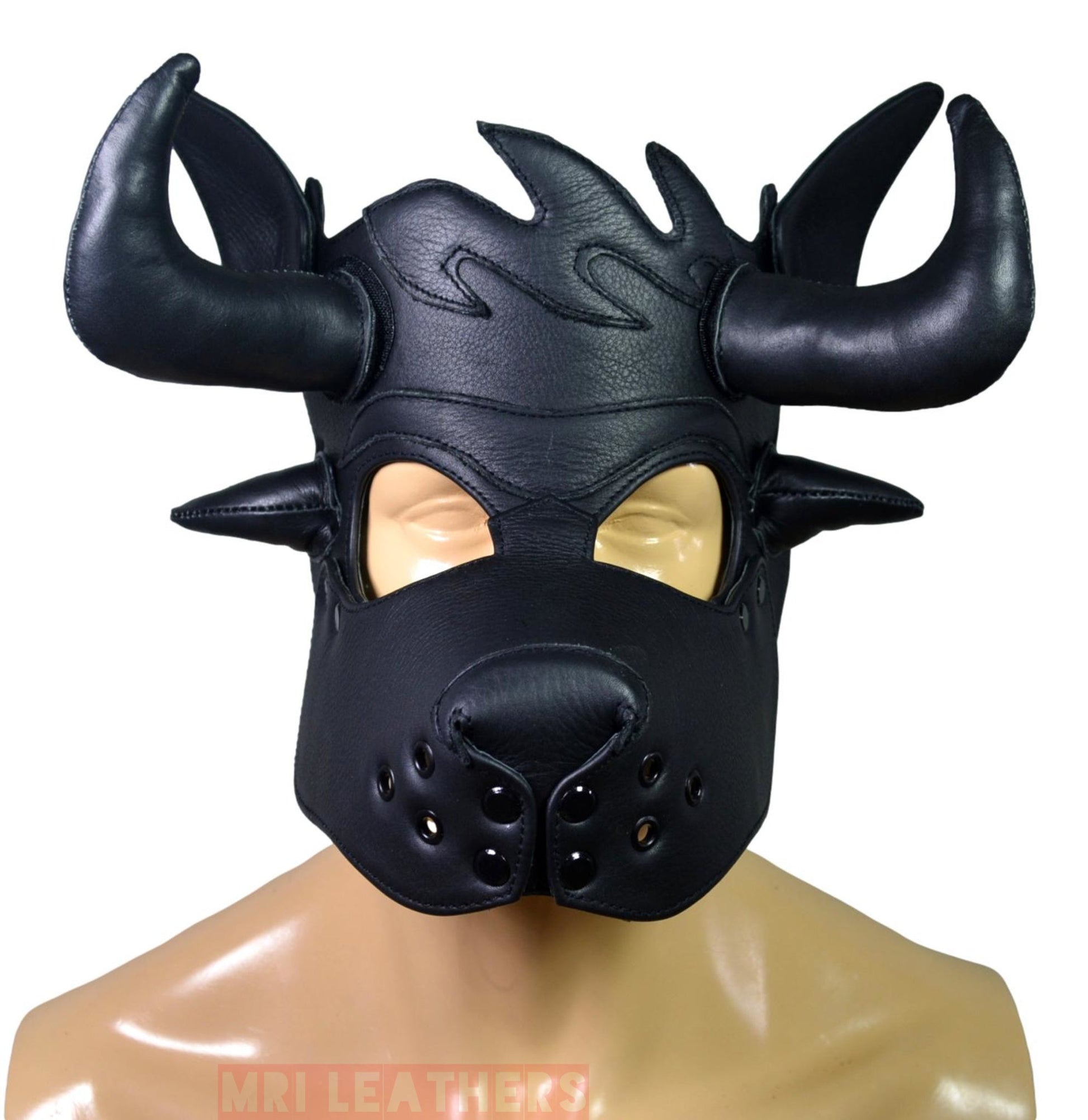 Leather Puppy Hood Puppy mask with Horns - MRI Leathers