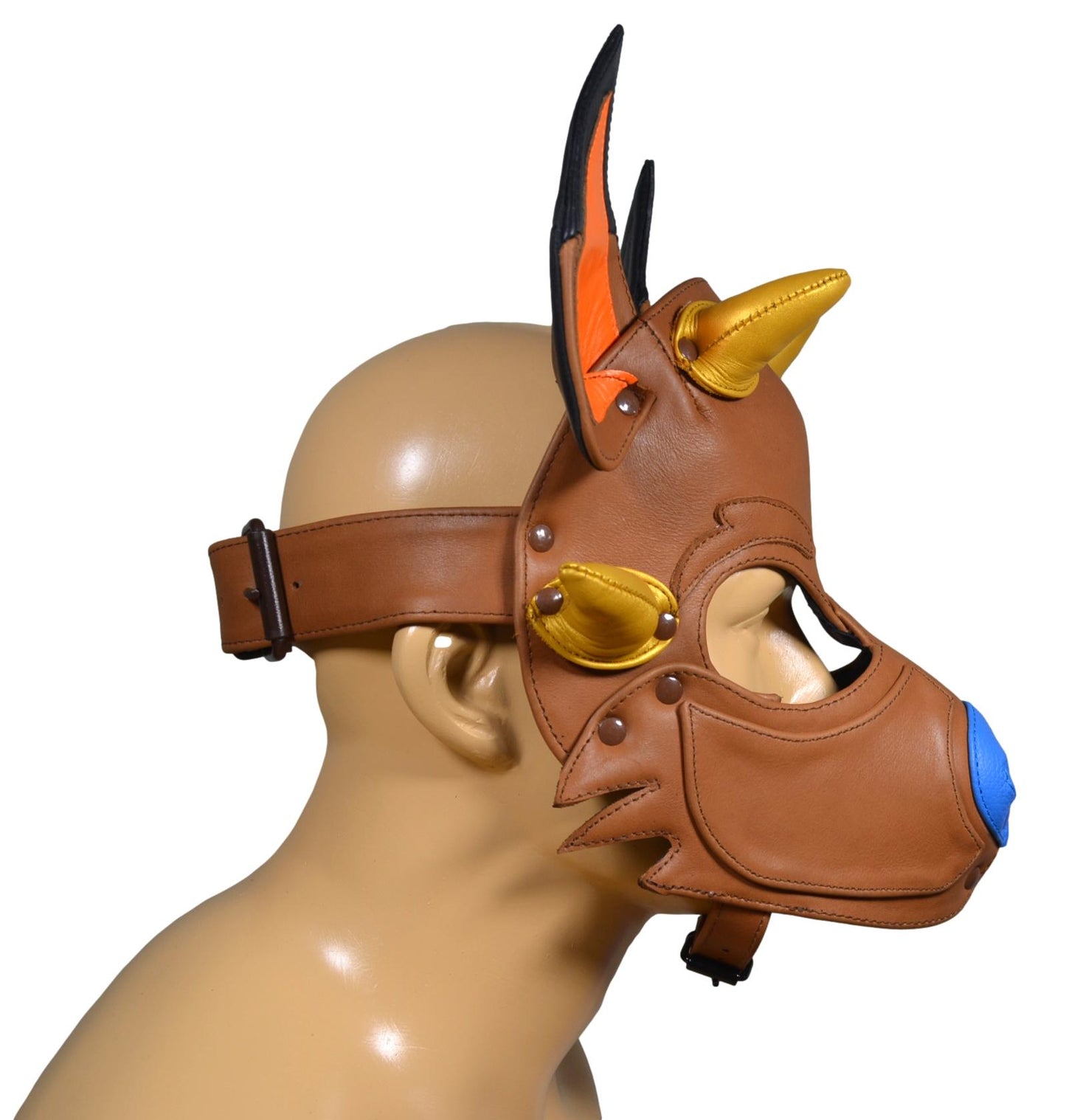 Leather Puppy Hood Puppy mask with Horns - MRI Leathers