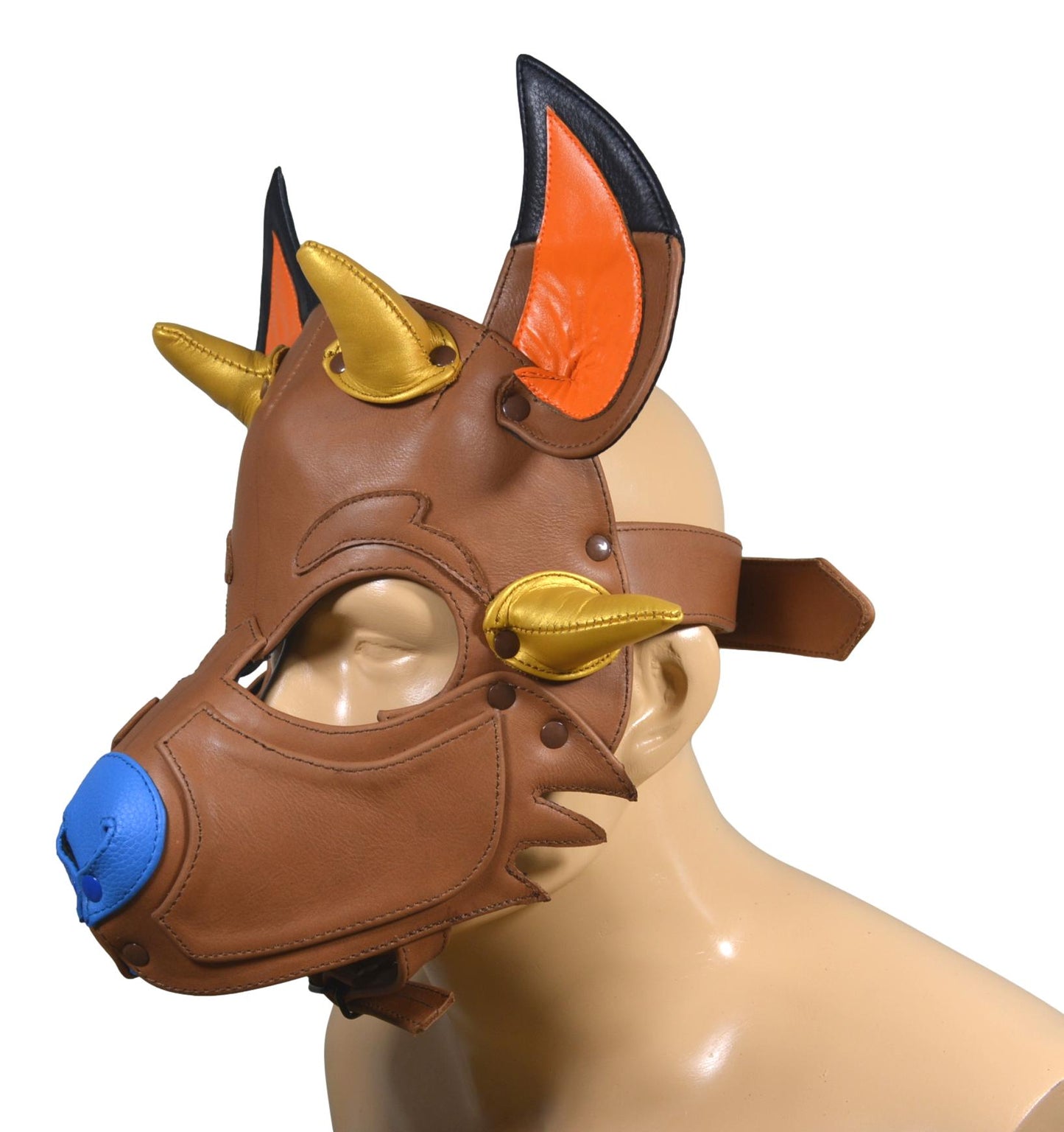 Leather Puppy Hood Puppy mask with Horns - MRI Leathers