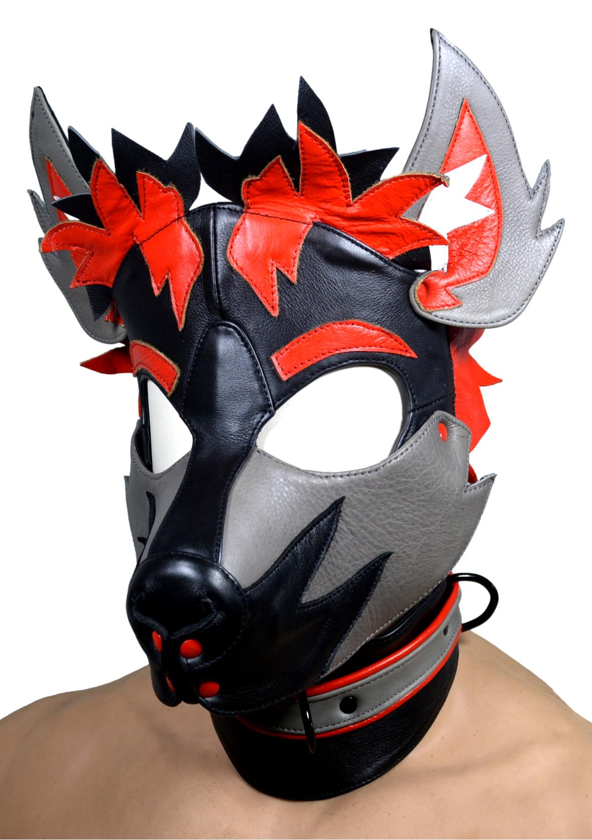 Leather Puppy Hood Puppy mask with Horns - MRI Leathers
