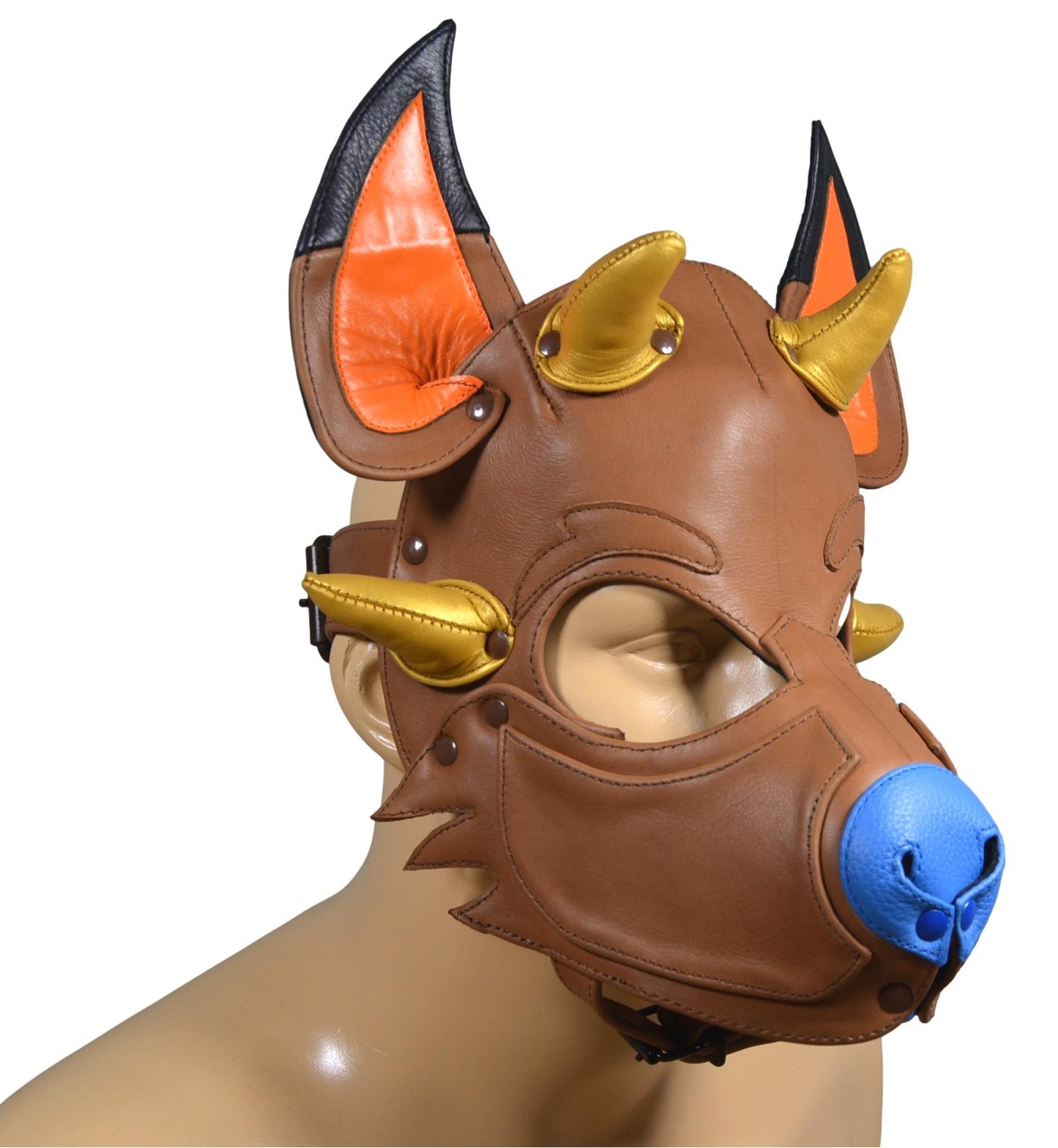 Leather Puppy Hood Puppy mask with Horns - MRI Leathers