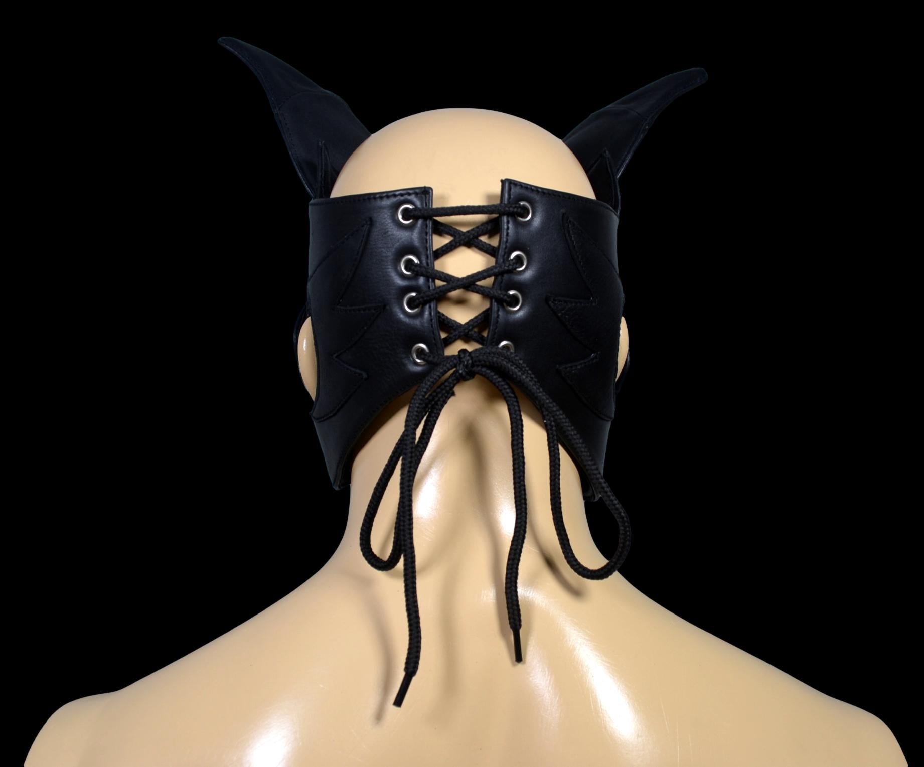 Leather Puppy Hood Puppy mask with Horns - MRI Leathers
