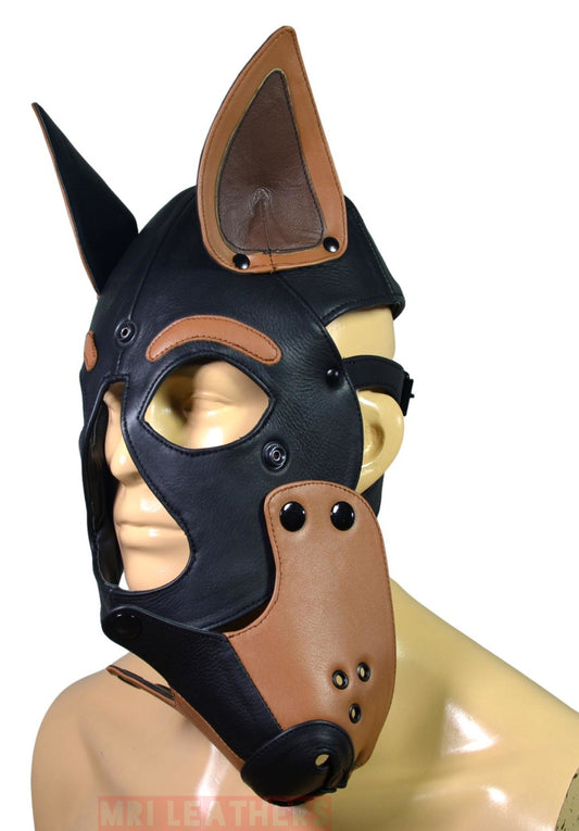 Leather Puppy Mask Hood removable muzzle - MRI Leathers