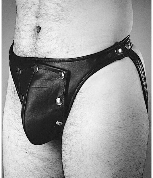 Men Black Leather Jock Strap
