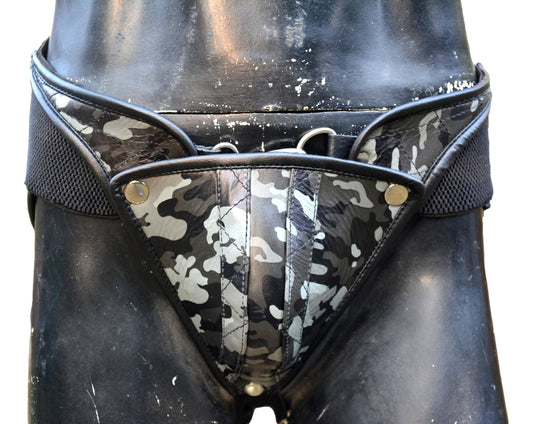 Men camouflage Leather Jock Strap, Men's Posing Pouch,Thong,G-String,Fetish,Gay,Sexy,Leather Underwear - MRI Leathers