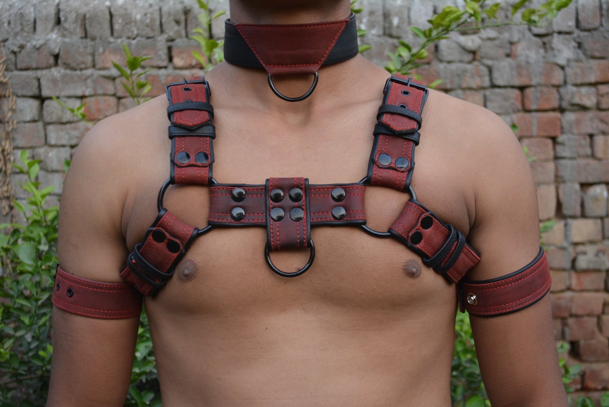 Men Leather Chest Bulldog Harness Club wear Costume Fancy Dress bar - MRI Leathers