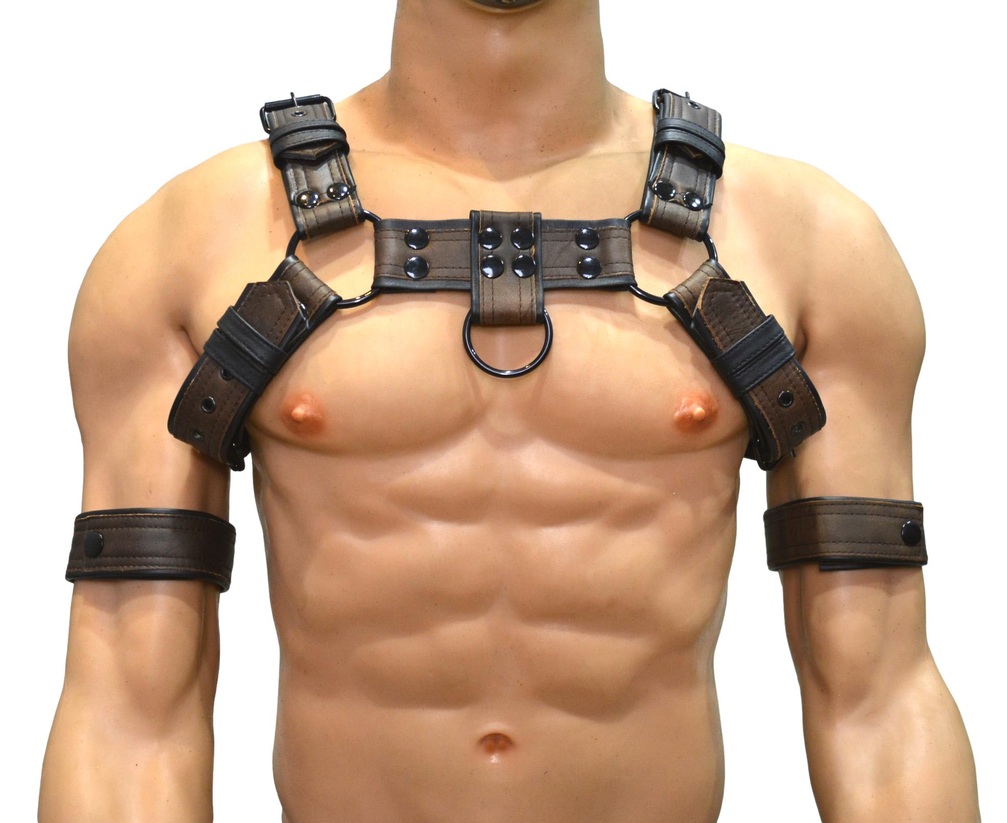 Men Leather Harness Body Chest Bulldog harness adjustable chest - MRI Leathers