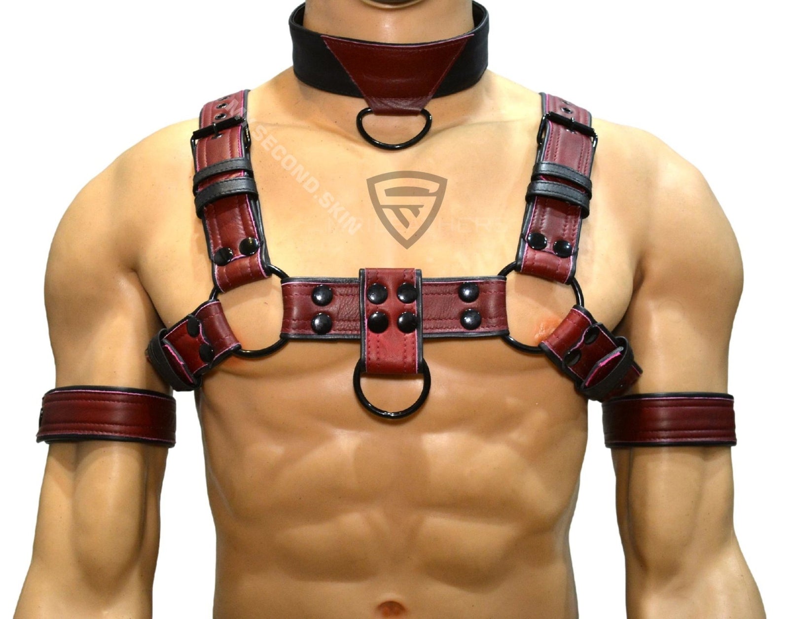 Red Double Chest Body Harness Mens