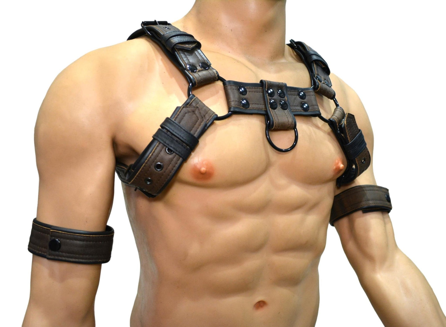 Men Leather Harness Body Chest Bulldog harness adjustable chest - MRI Leathers