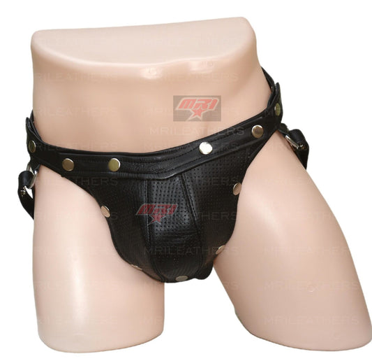 Men Leather Jockstrap -jock -thong removable pouch, lined with soft leather - MRI Leathers