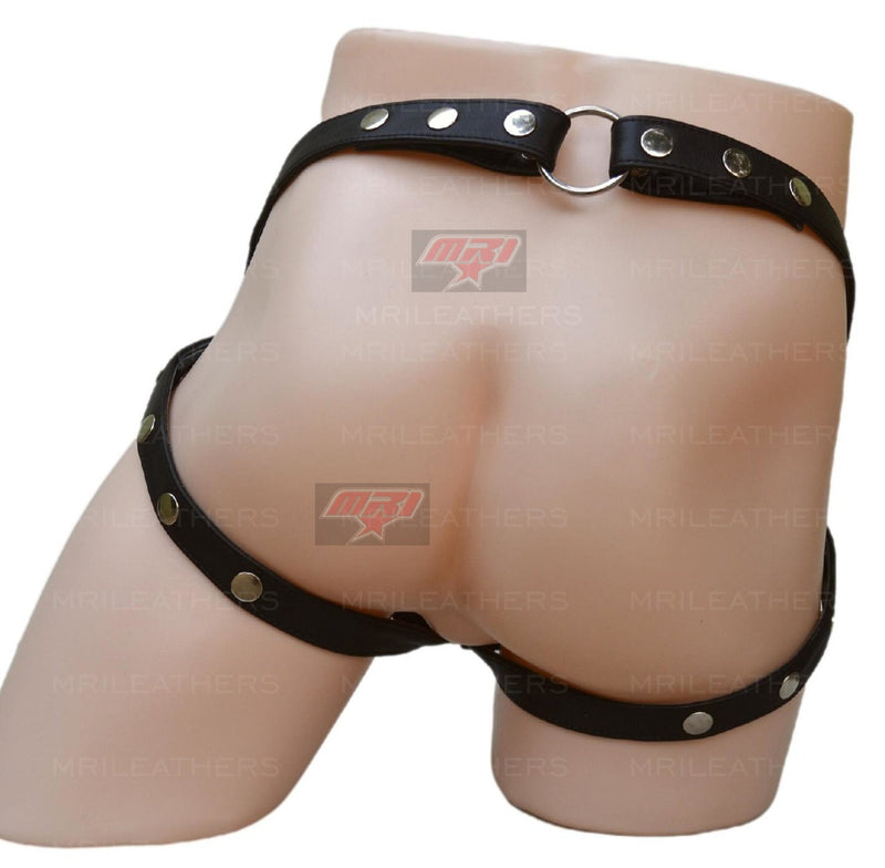 Men Leather Jockstrap -jock -thong removable pouch, lined with soft