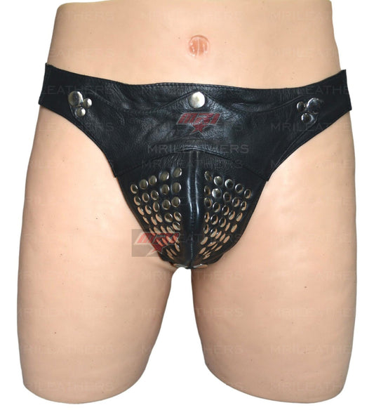 Men Leather Jockstrap -jock -thong removable pouch, lined with soft leather - MRI Leathers