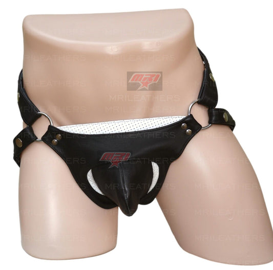 Men Leather Jockstrap -jock -thong removable pouch, lined with soft leather - MRI Leathers