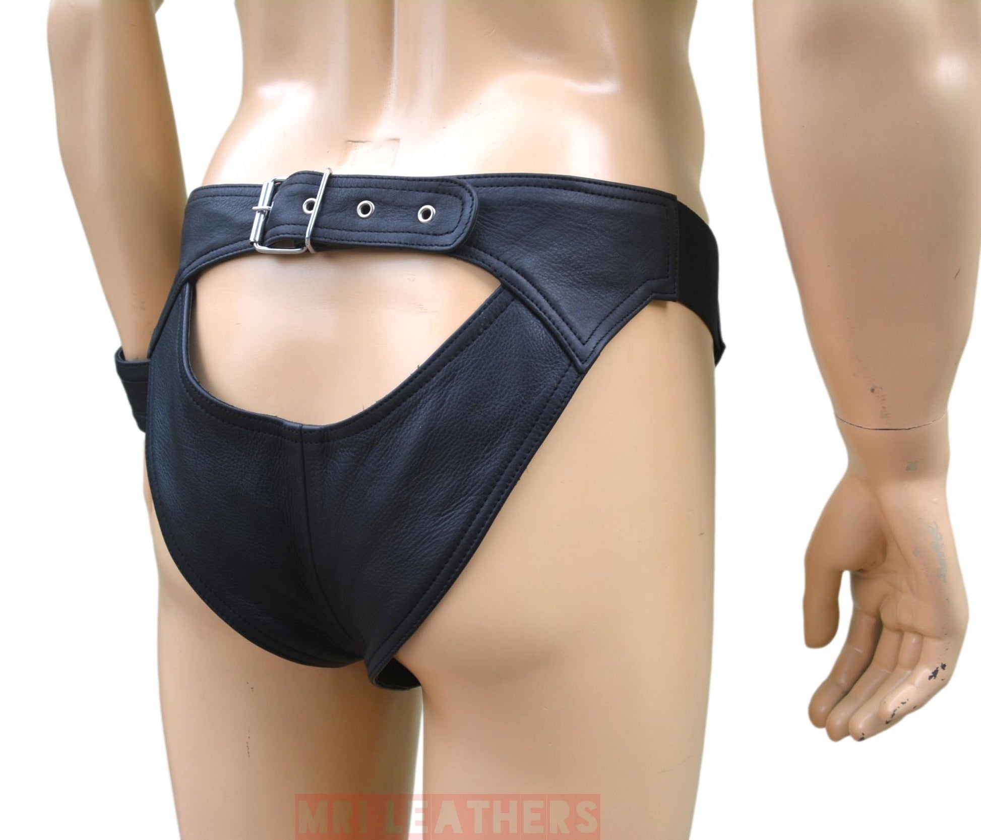 Men Leather Jockstrap jock Thong removable pouch Lined with soft leather - MRI Leathers