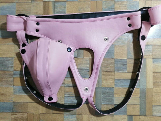 Men Pink Leather Jock Strap Men'