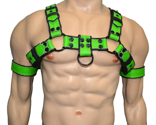 Mens Leather Harness Body Chest Bulldog harness - MRI Leathers