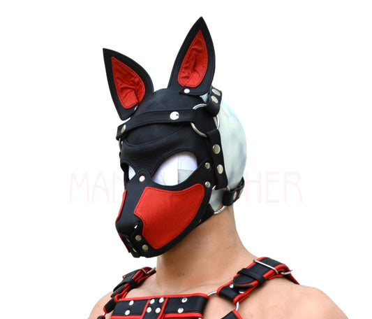 Puppy Mask Head Harness PUP Men Head HARNESS Dog Puppy Gimp Mask Bondage BDSM Cosplay - MRI Leathers