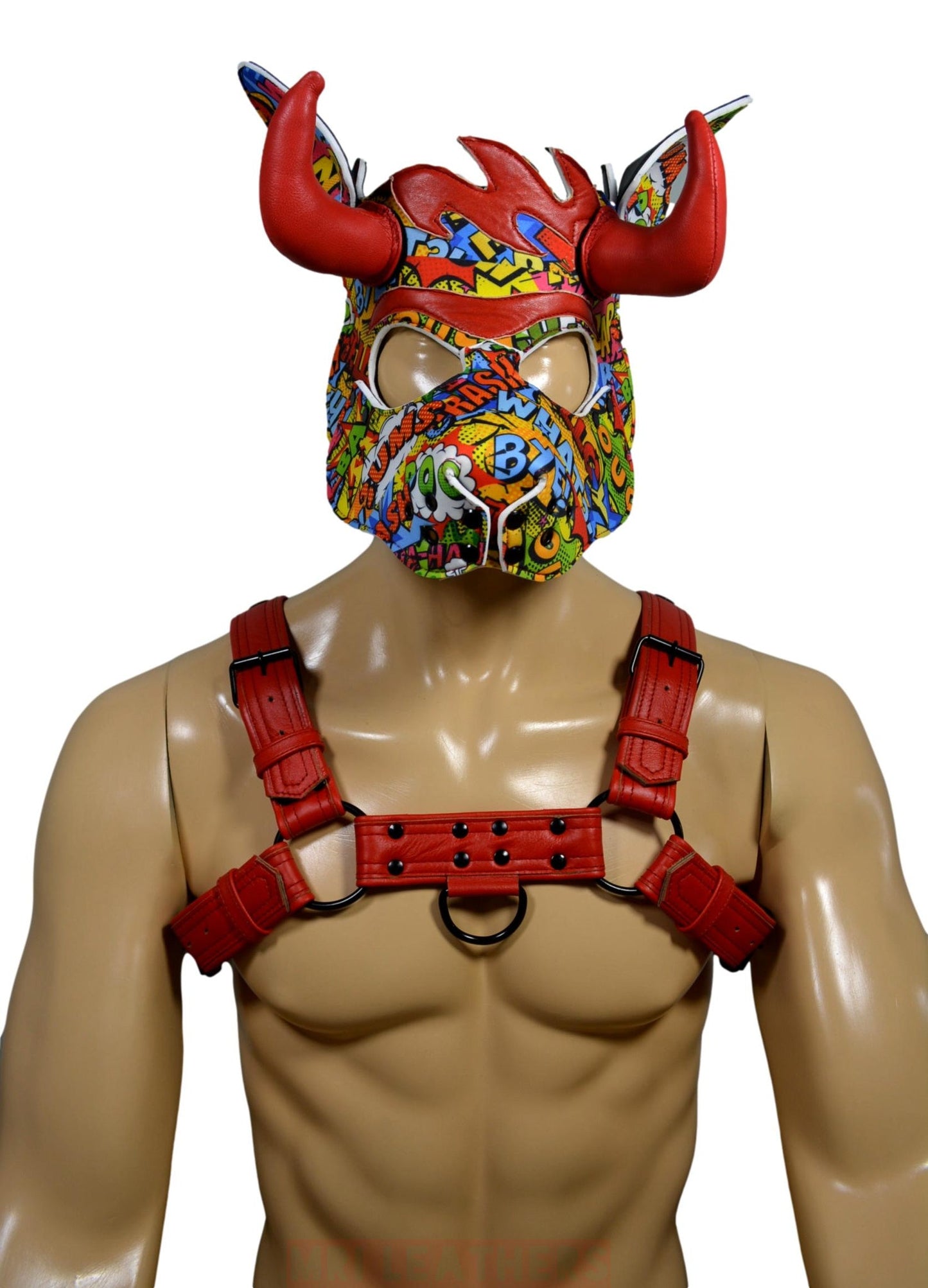 Puppy Play Dog Hood Mask Leather Men Chest Harness Strap - MRI Leathers