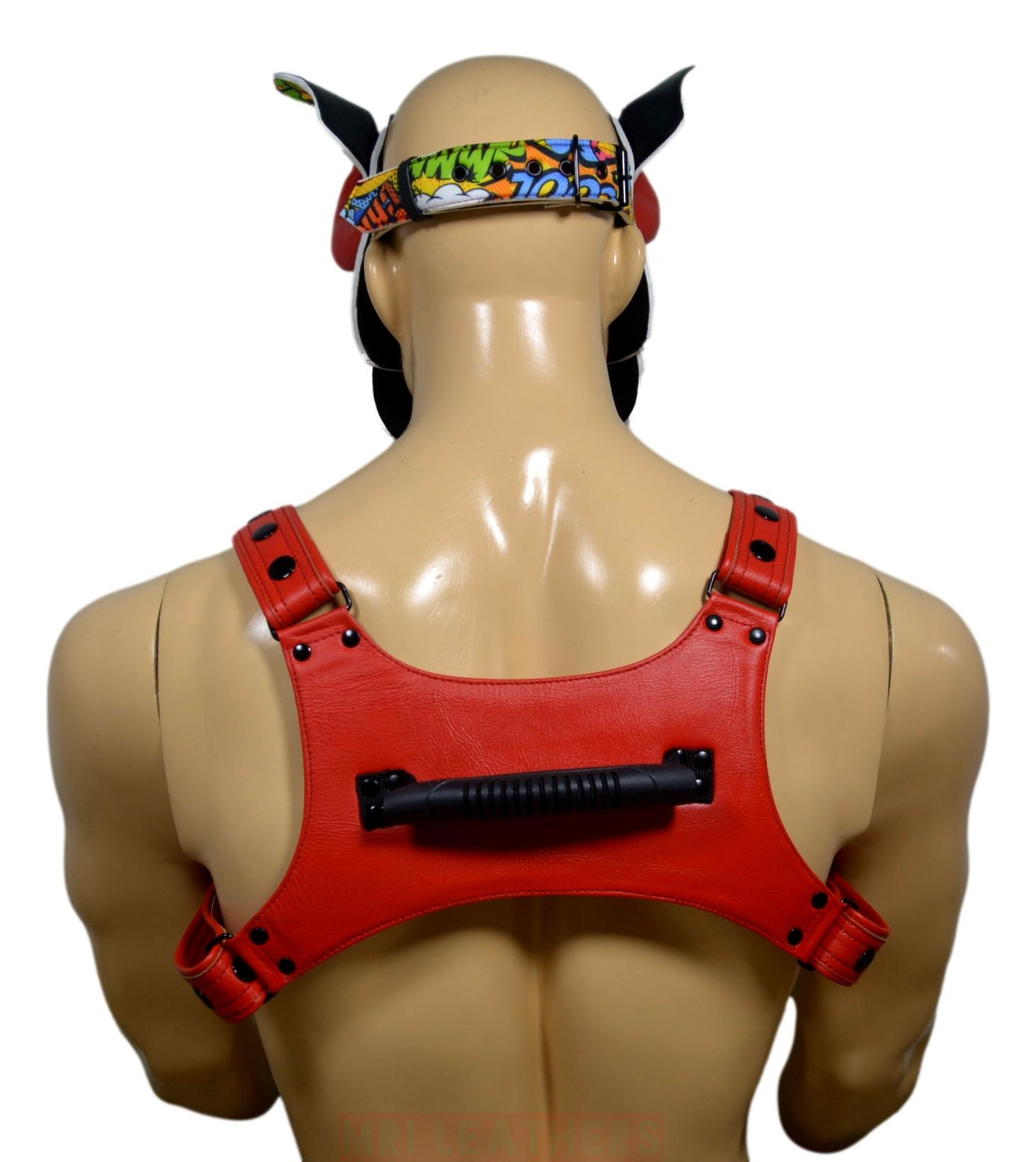 Puppy Play Dog Hood Mask Leather Men Chest Harness Strap - MRI Leathers