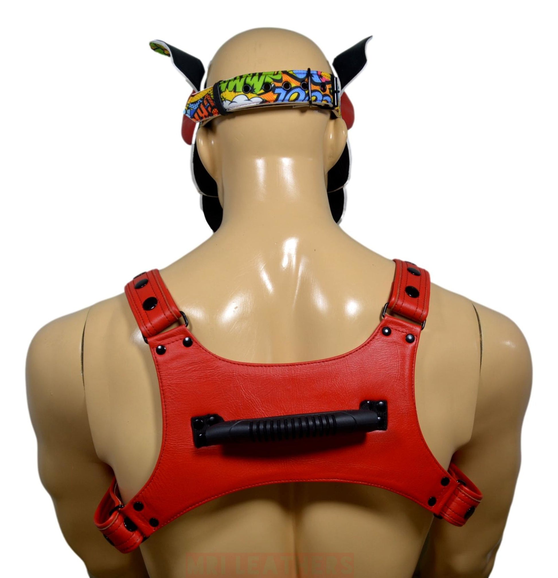 Puppy Play Dog Hood Mask Leather Men Chest Harness Strap - MRI Leathers