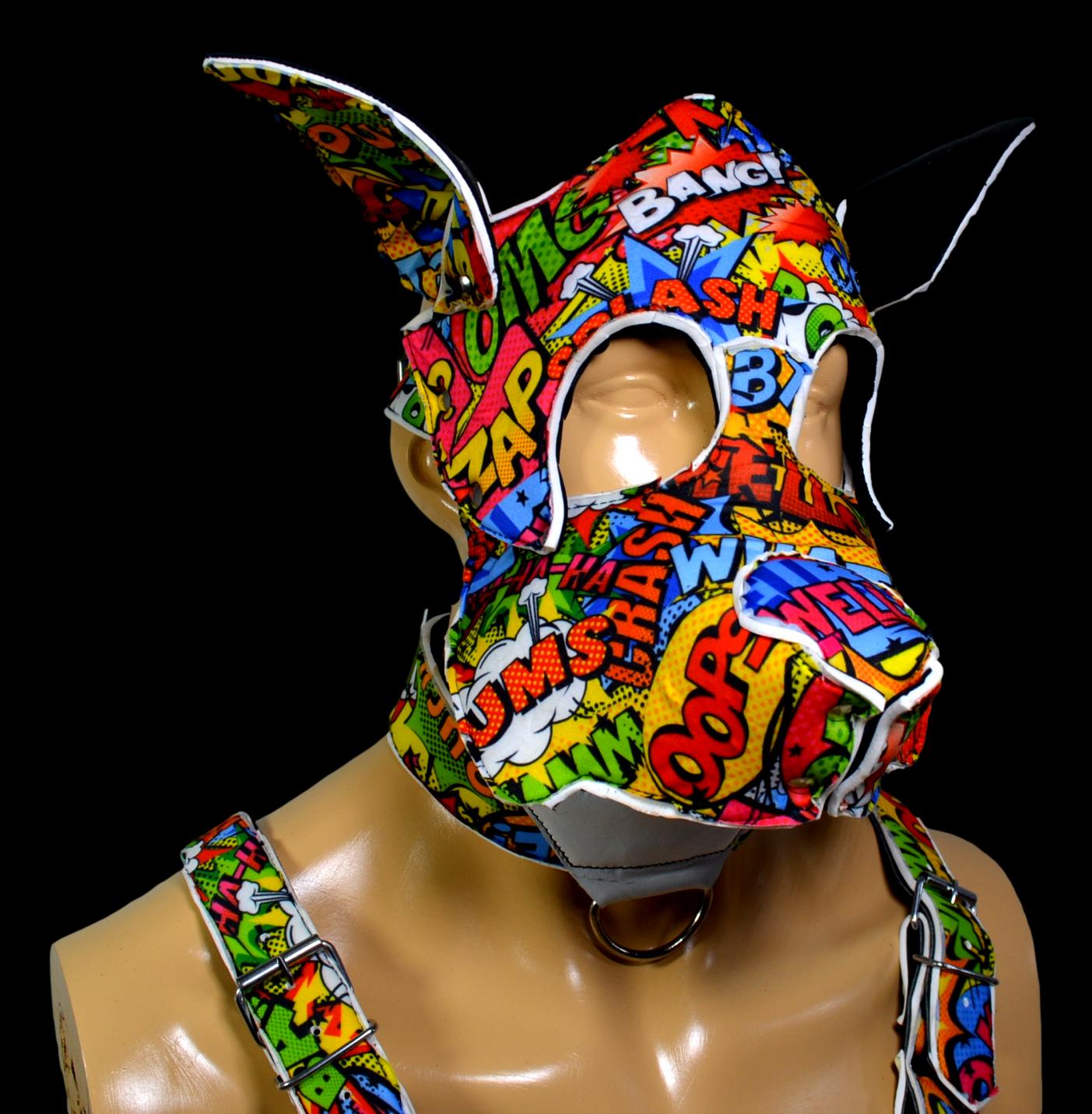 Puppy Play Dog Hood Mask Leather Men Chest Harness Strap Neck Collar - MRI Leathers