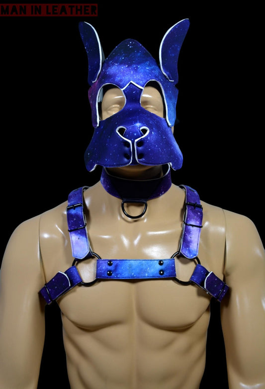 Puppy Play Dog Hood Mask Leather Men Chest Harness Strap Neck Collar - MRI Leathers