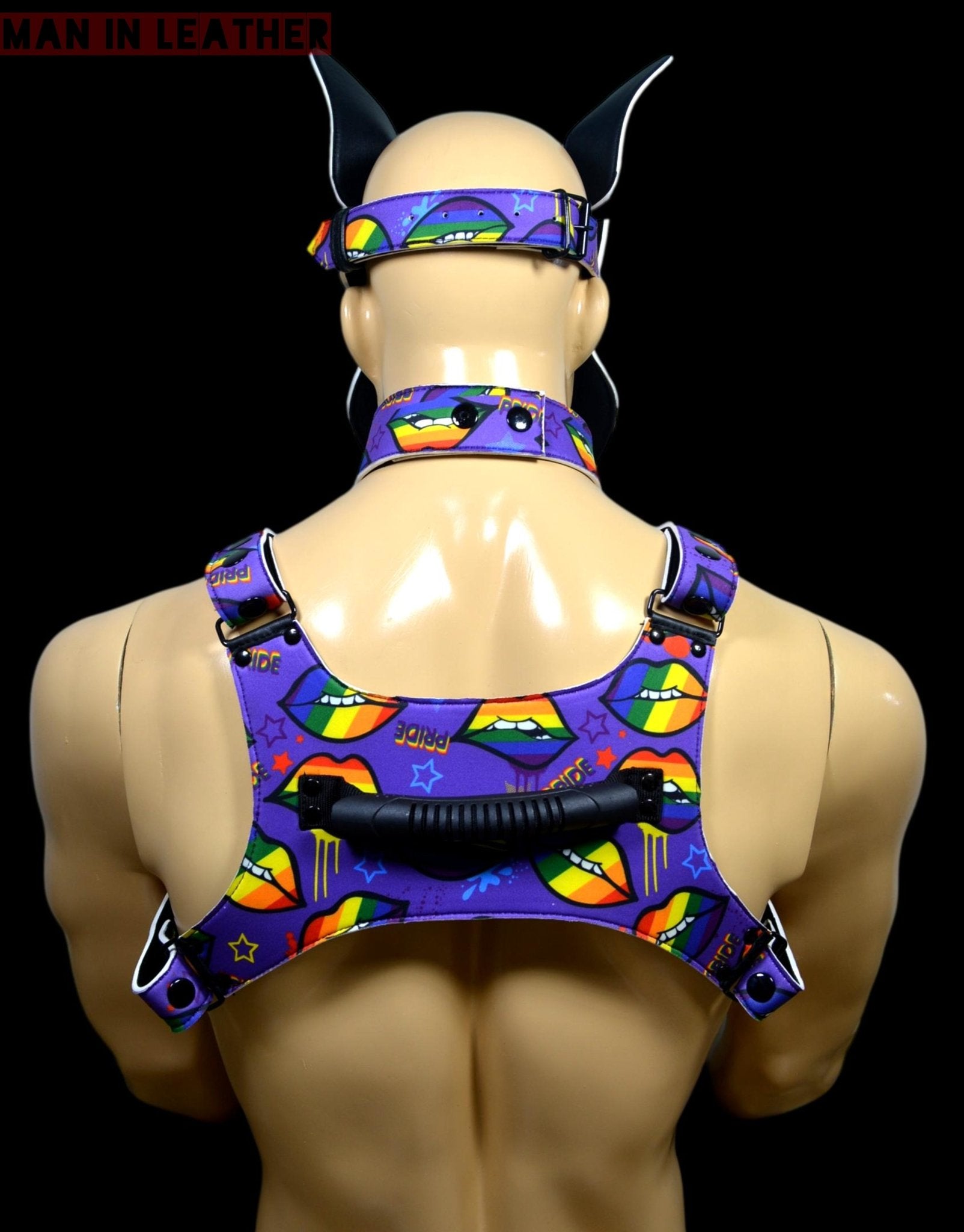 Puppy Play Dog Hood Mask Leather Men Chest Harness Strap Neck Collar - MRI Leathers