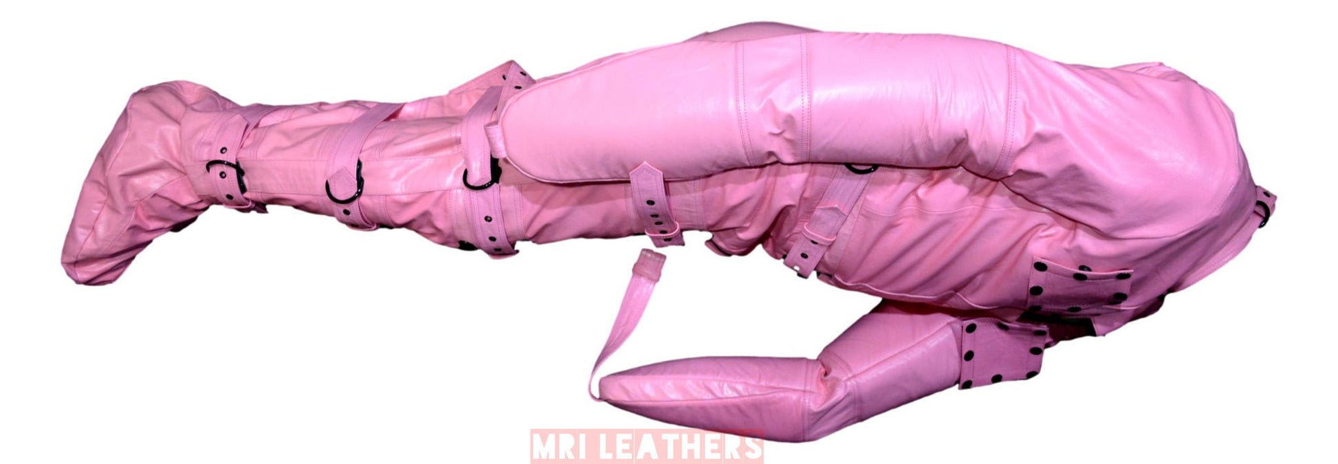 Real Pink Cow leather Sleep Sack Bondage Body Bag Bdsm Mummy Seductive Restricted Bondage Bag BDSM With Hood Heavy Duty belts Serious Bondage - MRI Leathers